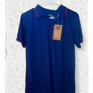 Men's Polo Shirt - Blue with Red Trim